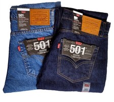 Levis 501 Mens Straight Fit Jeans Denim New with Tags | Medium Blue | Dark Blue