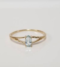 0.25 Ct Aquamarine Solitaire Ring 10k Solid Yellow Gold
