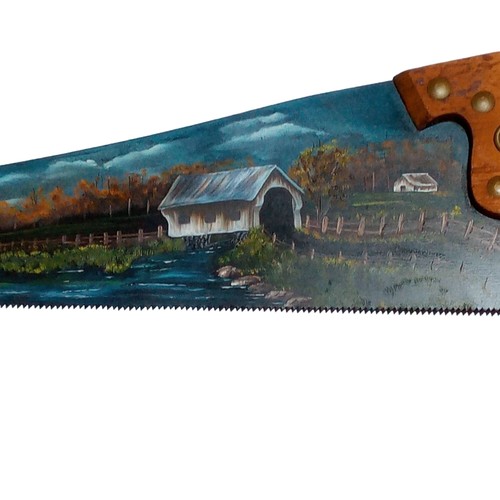 Covered bridge painting rustic - painting,