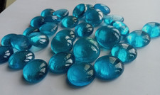 100 X Decorative AQUA Glass Pebbles Stones NUGGETS Beads Gems CRAFT vase