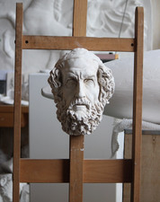 Homer Portrait Plaster Wall Sculpture, Antique Effect Greek Philosopher Mask
