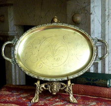 Vintage brass drinks tray with