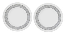 2pack 15cm CRUSHED Crystal Diamante Candleplate Mirrored Candle Plates