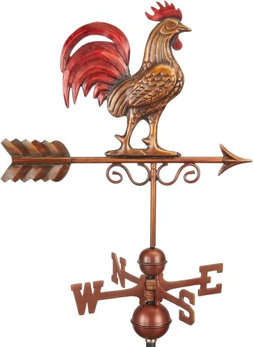 Bantam red rooster weathervane - red,