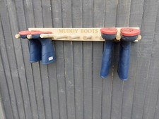 PERSONALISED Welly wellington wellies wooden rack boot holder wall mounted