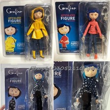 NECA Coraline Doll Articulated Figure Anime Raincoat Sweater in Striped Shirt To