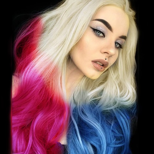 Long pink blue wigs for - blue,