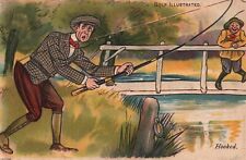Hartmann Series 1644.2 Hooked Postcard 1903 Golf Illustrated Fishing Plus Fours