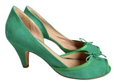 Armand Basi Emerald Green Suede Mid Heel Shoes 100% Leather Sole Size EU37 UK4