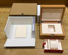 Genuine Original New Style Omega Wooden Watch Box with Travel Case + Card Wallet