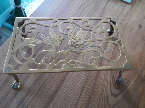 Lovely victorian brass trivet - victorian,