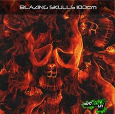 ROLLED - BLAZING SKULLS FLAMES Hydrographics Film Hydro Dipping Transfer Graphic