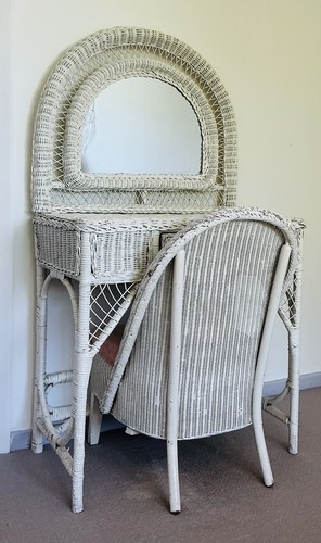 Vintage wicker dressing table - vintage,