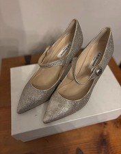 Champagne Gold Fine Glitter Monica LK Bennett Heels Shoes Size 37