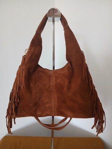 Brown suede borse - borse, pelle