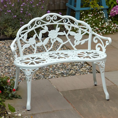 Cast aluminium garden bench - aluminium,