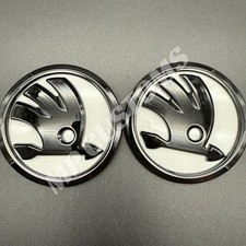 Octavia Mk3 VRS Black Gloss & White Bonnet Rear Boot badge Fits Skoda