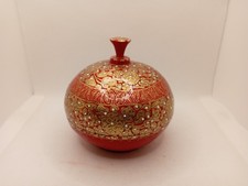 Vintage Handmade Kashmiri Trinket Box Mache Box Red Gold Floral