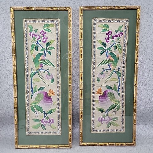Pair antique chinese framed - of,
