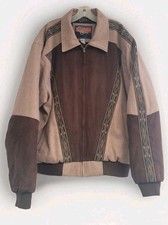 VINTAGE CRIPPLE CREEK SUEDE & WOOL AZTEC SOUTHWEST BOMBER JACKET SIZE XL