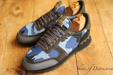 Valentino Blue Canvas Camo Shoes Trainers Sneakers Men UK 7 US 8 EU 41