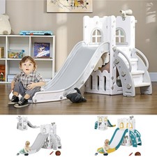 5 in 1 Toddler Slide with Basketball Hoop, Climber, Telescope