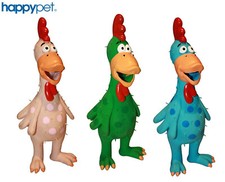 HAPPYPET LATEX CHICKEN HONKING DOG PUPPY PLAY SQUEAKY TOY ASSORTED COLOURS