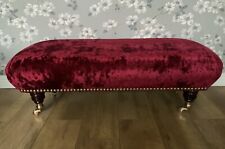 A new footstool in Laura Ashley Caitlyn Cranberry Velvet fabric
