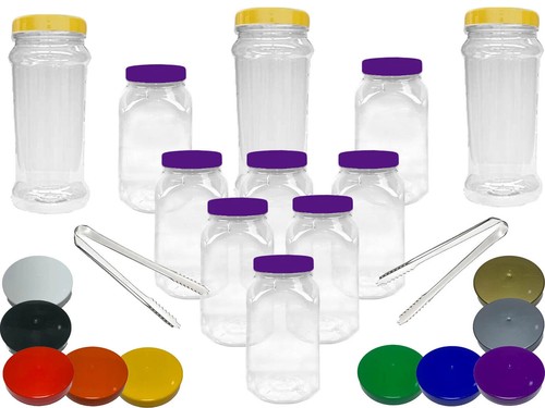 Plastic sweet jars - plastic, tongs