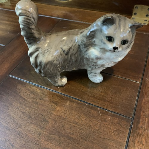 Vintage cat figurine grey - cat,