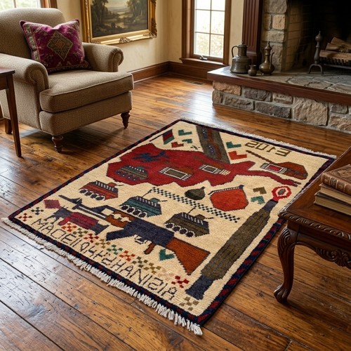 Afghan war rug 2x2 hand - war,