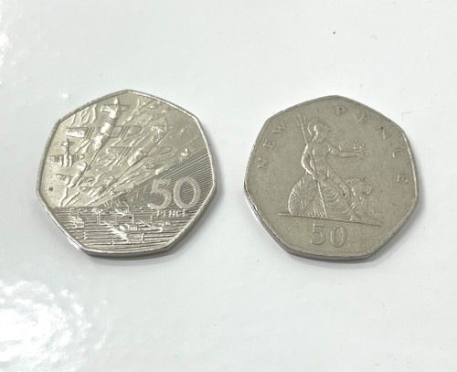 Old style 50p coins - 2,