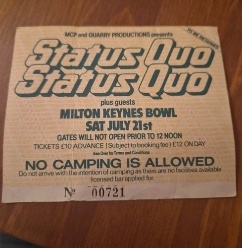 Status quo concert ticket - quo,