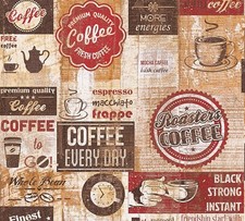 Vintage Bistro Wallpaper A.S Creation Coffee Vintage Shop Diner Beige Brown Red