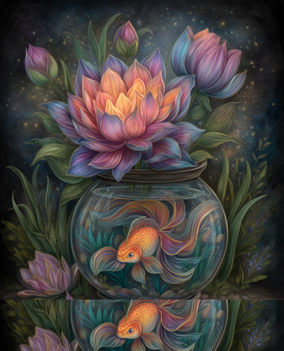 Japanese goldfish bowl lotus - goldfish,