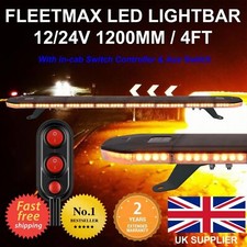 12v 24v 1200mm 120cm 1.2m FleetMax LED Recovery Amber Light Bar Flashing Beacon
