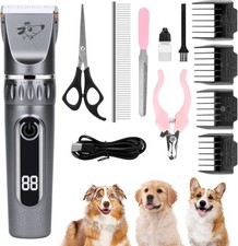 Professional Dog Grooming Clippers Kit Low Noise LCD Display 3 Speed 4 Combs NEW