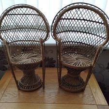 Pair of vintage Wicker Peacock
