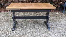 7 FOOT ERCOL EXTENDING REFECTORY DINING TABLE IN PITCH BLACK FARROW & BALL