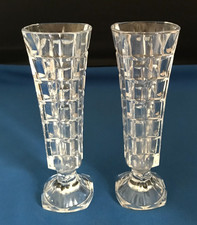 Pair of Vintage Cristal d'Arques Lead Crystal Soliflore Bud Vases (France,1980s)