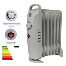 Electric Portable Radiator Oil Filled 7 Fin 700W Thermostat Overheat Protection