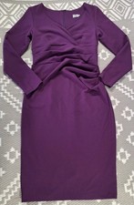 Diva Catwalk Bodycon Pencil Dress Purple Back Zip Size L Long Sleeved Rrp £100+