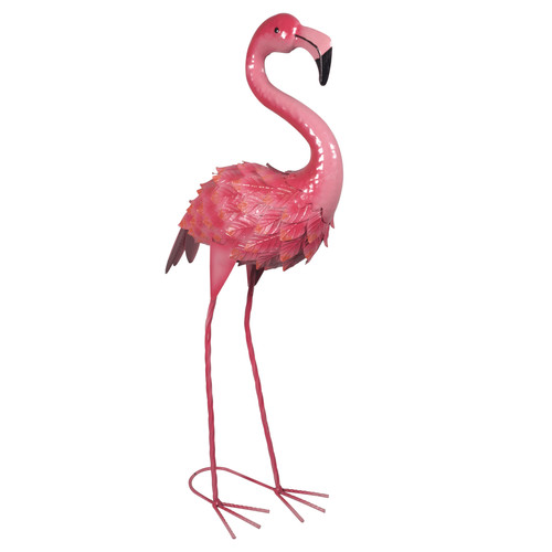 Metal flamingo garden ornament - metal,