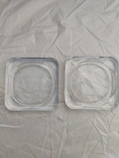 x2 Clear Glass Square Candle Holder Base Plate Dish Coaster Pillar