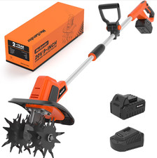 20V Cordless Garden Tiller 9-Inch Electric Cultivator with Battery & Charger