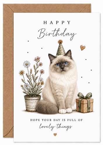 Ragdoll cat card blue - ragdoll,