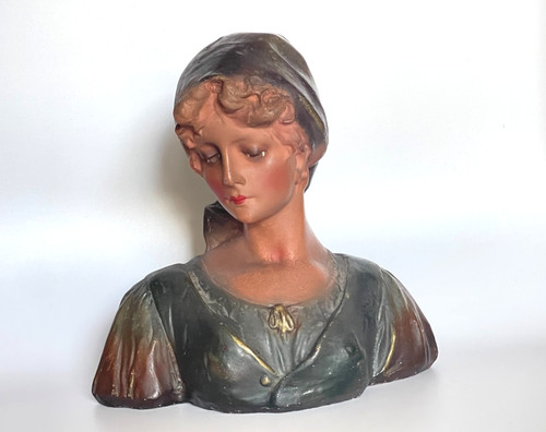 Antique plaster figural bust - plaster,