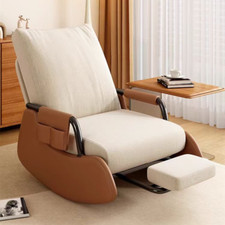 Upholstered Rocking Recliner Chair w/Footrest–High Back Adjust Lounge Armchair