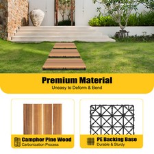36Pcs Hardwood Interlocking Patio Deck Tiles Wood Flooring DIY Outdoor 12''x12''