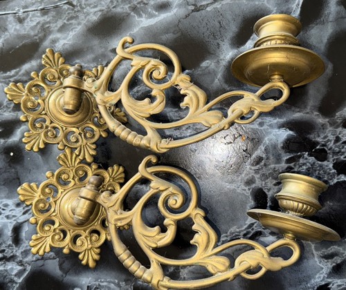 Brass piano candle holders - ,
